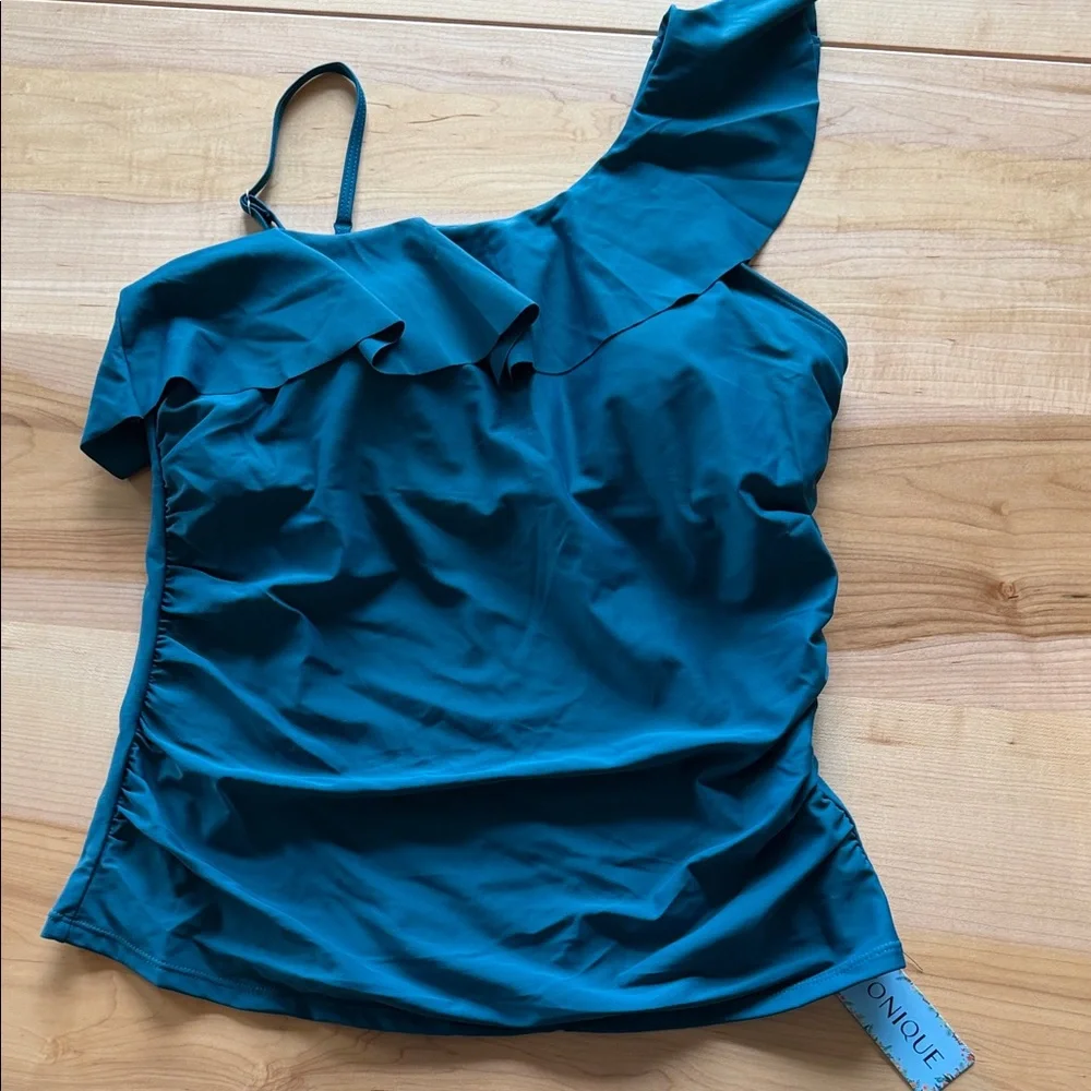 Teal One-Shoulder Tankini